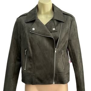 Steve Madden BB Dakota Green Faux Suede Moto Jacket NWT Size Small